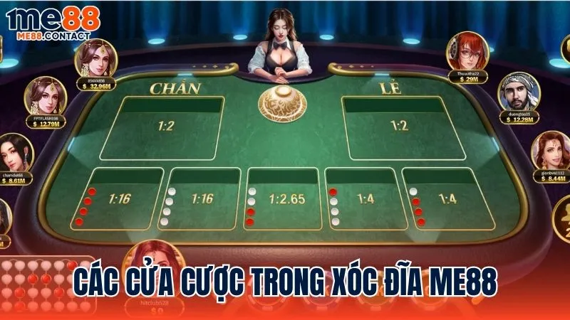 Các lựa chọn cửa cược có trong Xóc đĩa Me88