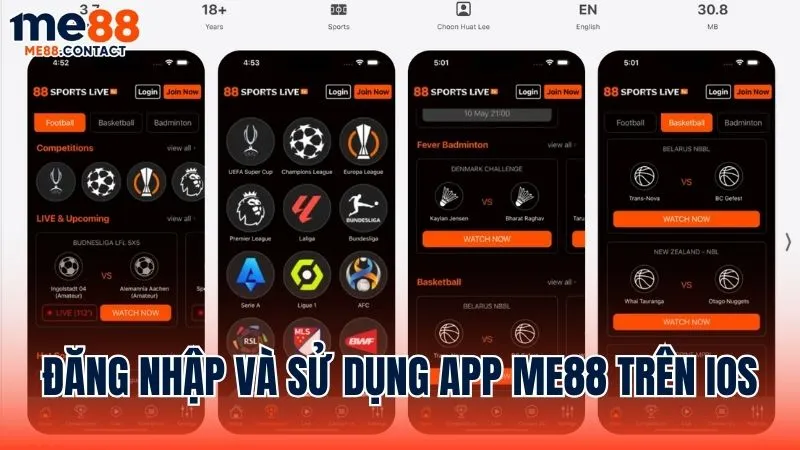 Cách đăng nhập và sử dụng ứng dụng Me88 trên iOS