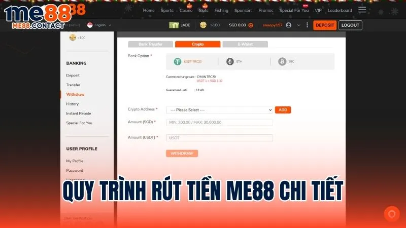 Quy trình rút tiền Me88 chi tiết từng bước